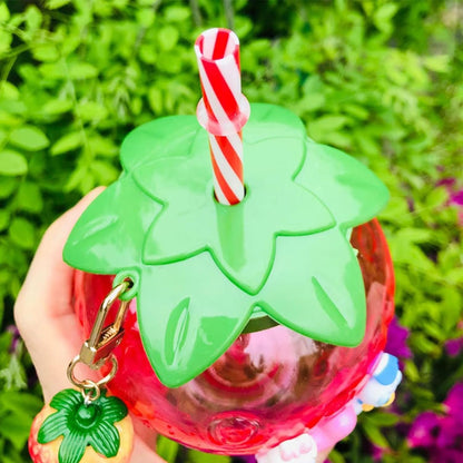 Strawberry Water Bottle | Strawberry Tumbler | Kawai Strawberry Shaped Water Bottle with Straw | Adorable and Fun Drinkware for Tea, Coffee, Juice - Strawberry Party Decoration