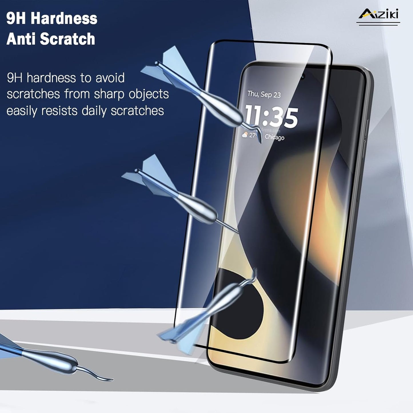 Aiziki (2 Pack) Designed for Motorola Edge 2024 Screen Protector, 9H Hardness Tempered Glass, Ultra Resistant, Shatterproof, Bubble Free for Moto Edge 2024/Moto Eege 2023 Tempered Glass, Case Friendly