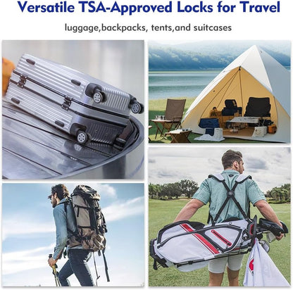 SURE LOCK TSA Compatible Travel Luggage Locks, Inspection Indicator, Easy Read Dials TSA Approved with Zinc Alloy, BLACK 4 PACK, earnest