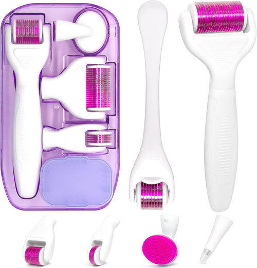 7 in 1 Derma Roller Kit - Jade Roller, Face Microneedle Roller, Facial Beauty Roller Skin Care Tools for Scarring and Face Skin Rejuvenation,lifting, skin_ problems, beard