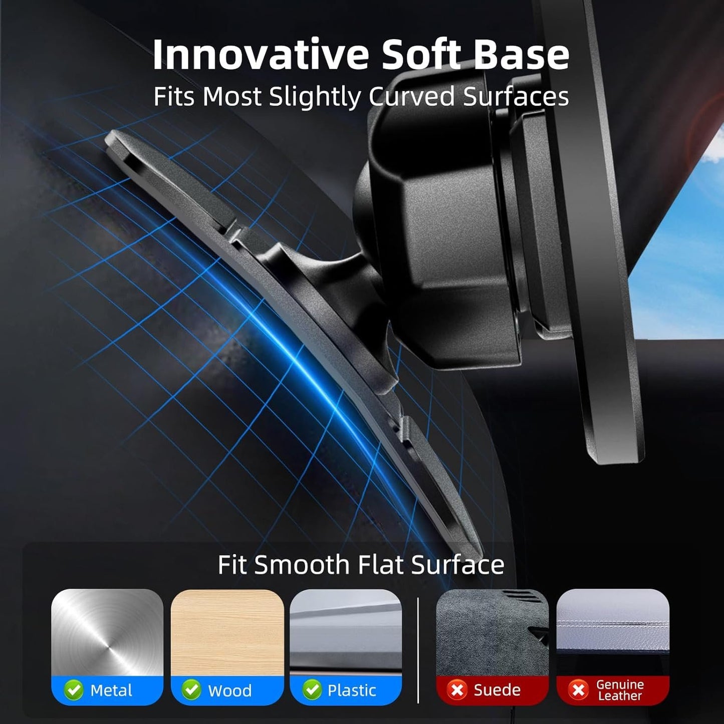 pop-tech for MagSafe Car Mount Dashboard, [Upgrade Adhesive] Universal Magnetic Phone Holder for Car Dash, Strong Magnets Cell Phone Holder Inclined Fit for iPhone 16 Pro Max 15 14 13 12 Series