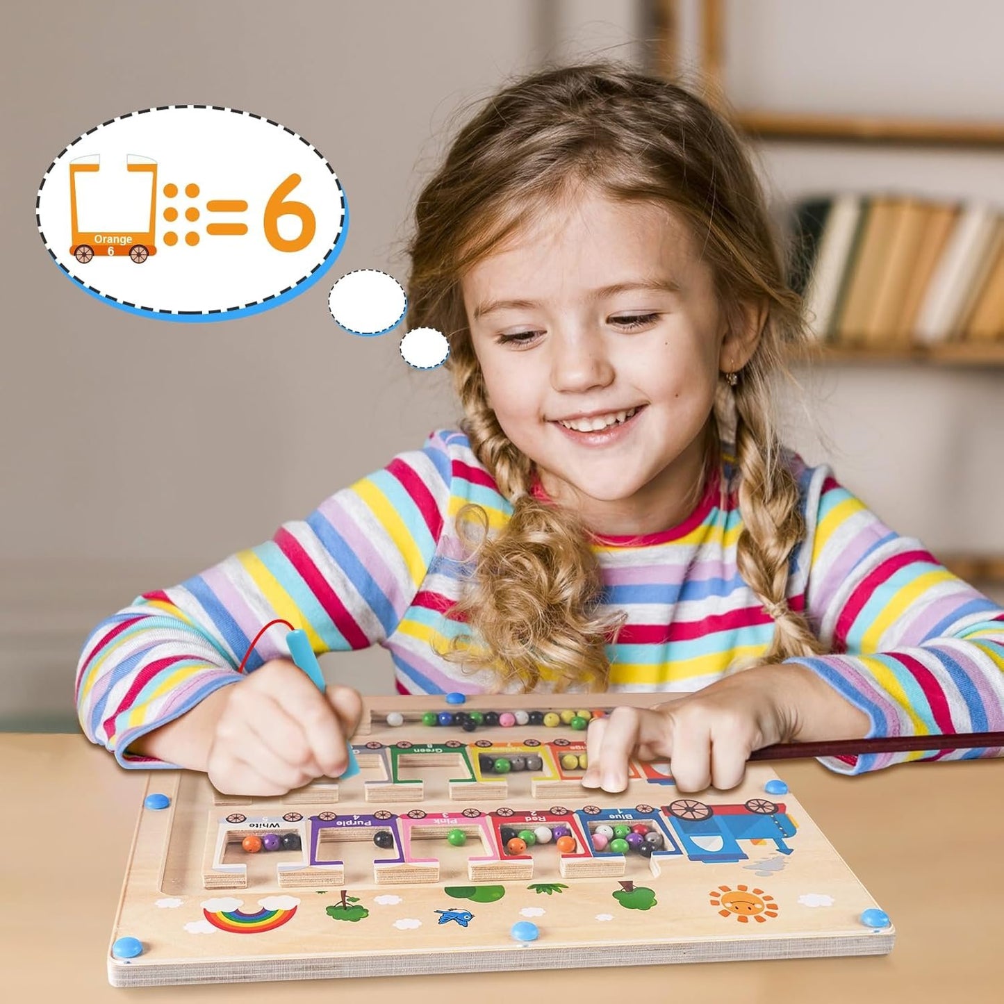 Montessori Toys for 2 Year Old, Magnetic Color and Number Maze, Wooden Toddler Magnet Puzzles for Kids Girls Boys 2-4 3-5, Magnetic Board Train Learning Toys Birthday Gifts