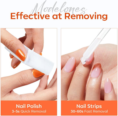 Modelones Nail Polish Remover for Press on Nails & Nail Strips Acetone-Free, Nail Glue Remover Natural Formula Serum Easy Peel for Moisturizing & Care, Non-Toxic, Low Odor, Portable Size