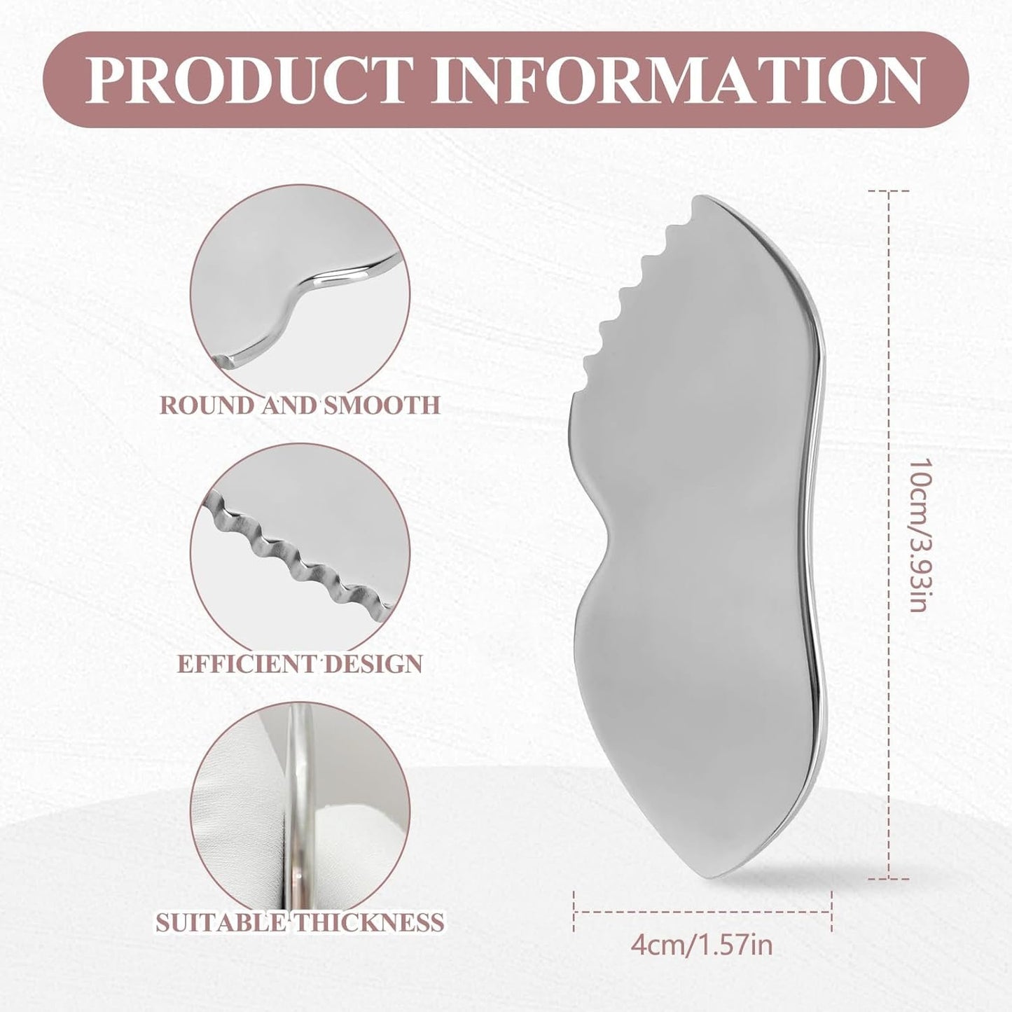Gua Sha Stainless Steel, Manual Guasha Facial Tool, Metal Gua Sha Face Tool Facial Massager for Full Body Massage Fatigue Relief and Reduce Puffiness (Silver)