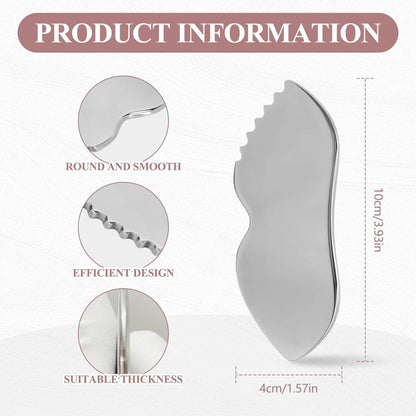 Gua Sha Stainless Steel, Manual Guasha Facial Tool, Metal Gua Sha Face Tool Facial Massager for Full Body Massage Fatigue Relief and Reduce Puffiness (Silver)