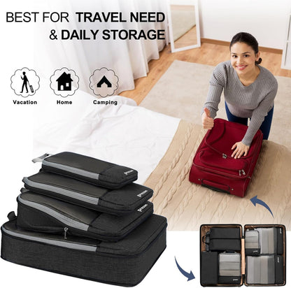 Prezon Compression Travel Organizers Expanding Suitcase Organizer Luggage Organization Bag Set Backpack Organizer