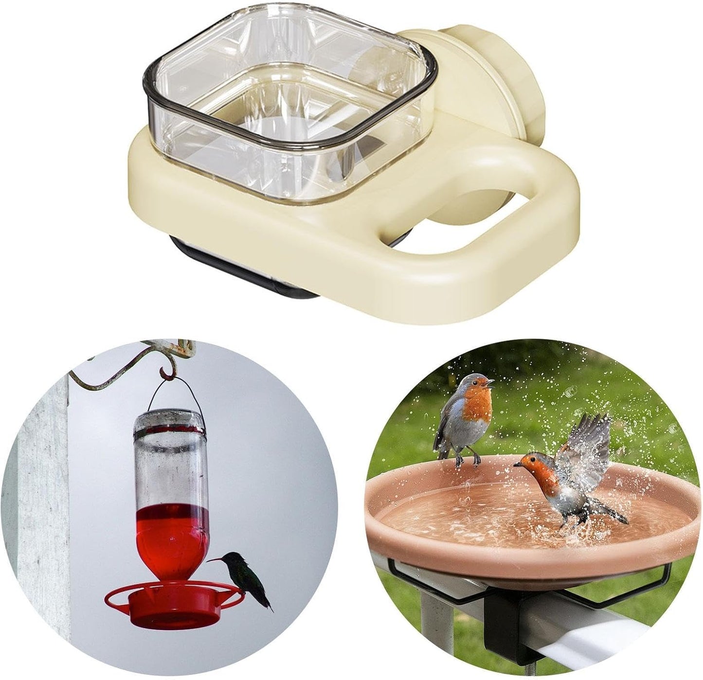 Ｂｅｓｇａ Parakeet Food Dish Feeder Bowl Stable Watering Supplies Portable Bird Feeding Dish Cup Bird Waterer for Parrot Yard Balcony, White