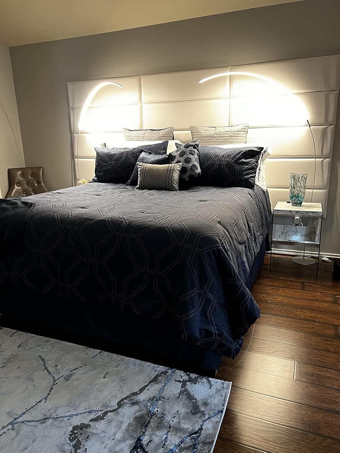 Brightech Sparq Arc Floor Lamp, Ultra Bright Lamp for Living Rooms & Offices – 3-Way Dimmable Smart, Tall Contemporary Standing Lamp for Reading in Bedrooms - Silver