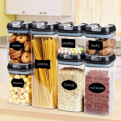VivoGlow 7- Piece Food Storage Containers, Flip Lock Food Containers for Pantry Organization, Kitchen Storage & Organisation(Black)