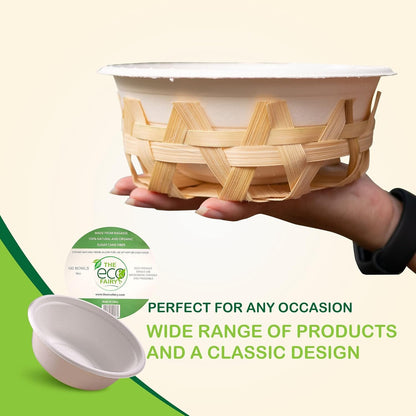 Eco Fairy 16 oz. Disposable Bowls – 100-pack Heavy-Duty, Biodegradable & Compostable Paper Bowls for Soup, Ice Cream, Salad, Cereal, and Snacks - Ideal for Parties, Catering, and Camping Trips