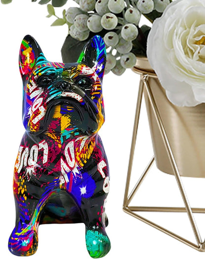 Tyinerc Figura da scrivania con bulldog francese, in resina, decorazione da scrivania, decorazione da tavolo, per soggiorno, camera da letto, mobile TV e desktop