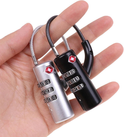 Maizoon TSA Approved Combination Lock 3 Digital Travel Bussiness School for Luggage Backpak Bag Suitcase Baggage Durable Security Stylish Compact Black & Silver 2 Pack