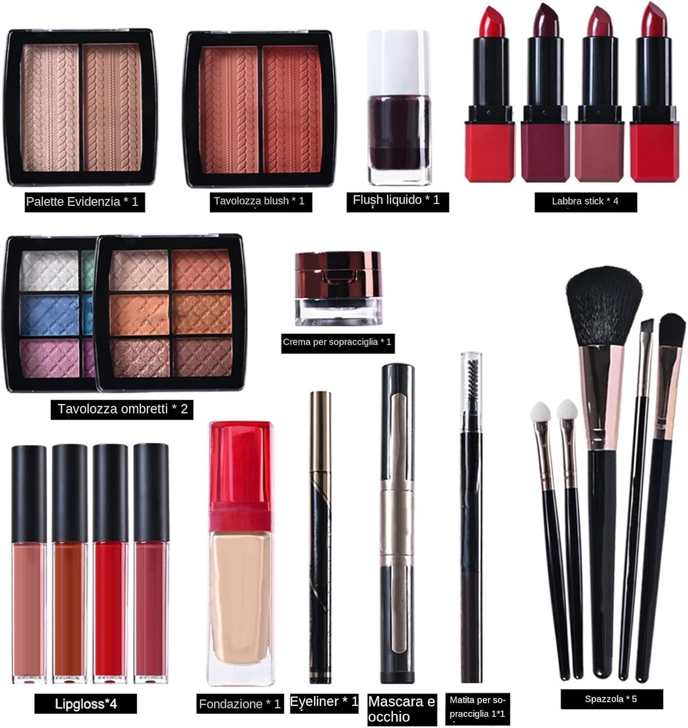 Teens Makeup Kit, Large Capacity Cosmetic Set with Reusable Case, Long Lasting Dress Up Accessories with Eyeshadow, Waterproof Makeup Palettes for Beginner, Multicolour