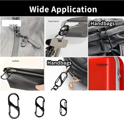 HIGHROCK Zipper Lock Clips Set, 18 Pack, Dual Opening Theft Deterrent Carabiner Clips, Black