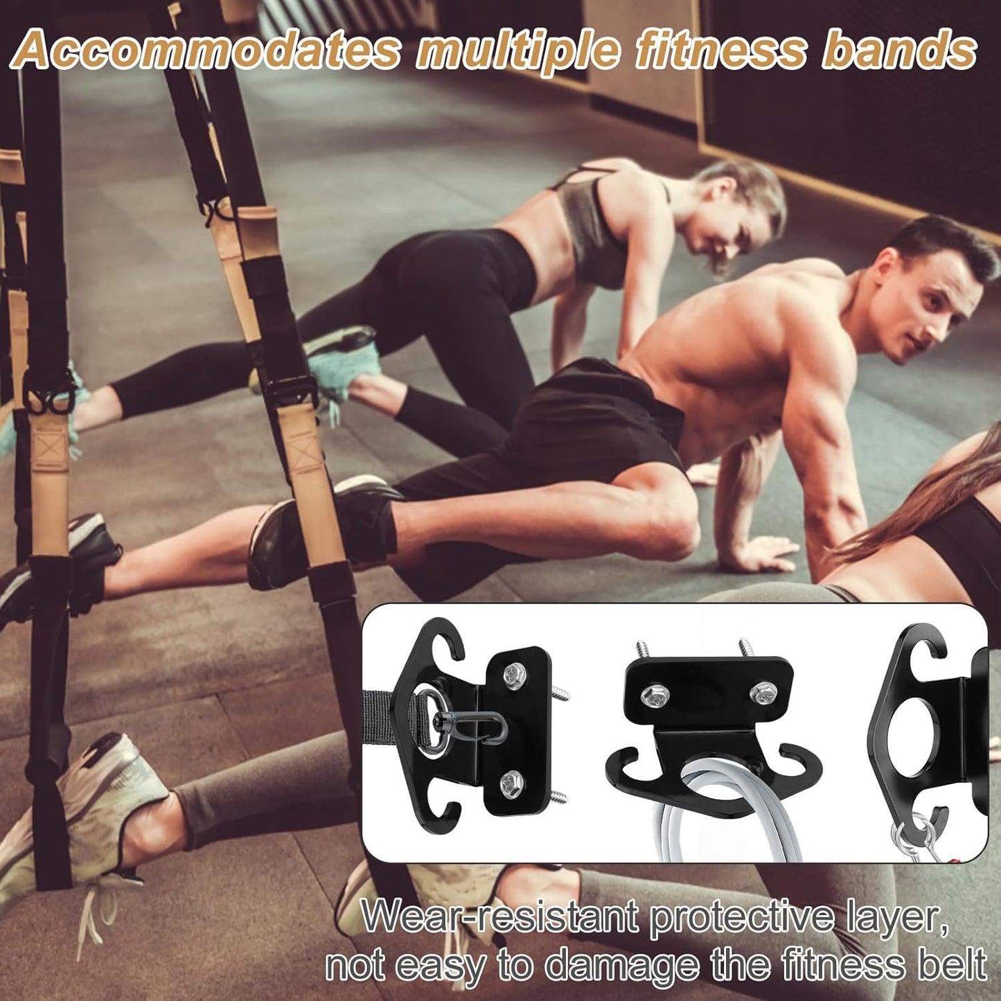 3pcs Resistance Band Anchor, Wall Mount Workout Anchors Resistance Band Hooks with Screws Home Suspension Training Kit Resistance Band Accessories for Home Gym Workouts