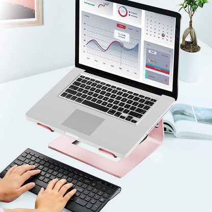 Orionstar Laptop Stand Portable Aluminum Laptop Riser Compatible with Mac MacBook Air Pro 10 to 15.6 Inch Notebook Computer, Detachable Ergonomic Elevator Holder, Rose Gold