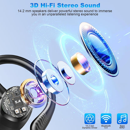 Wireless Earbuds, 2025 Bluetooth V5.4 Headphones Sport, Bluetooth Earbuds with 4 ENC Noise Cancelling Mics, 50H HD Stereo Bass Wireless Headphones, IP7, LED Display, USB-C Ear Bud for Workout/Running