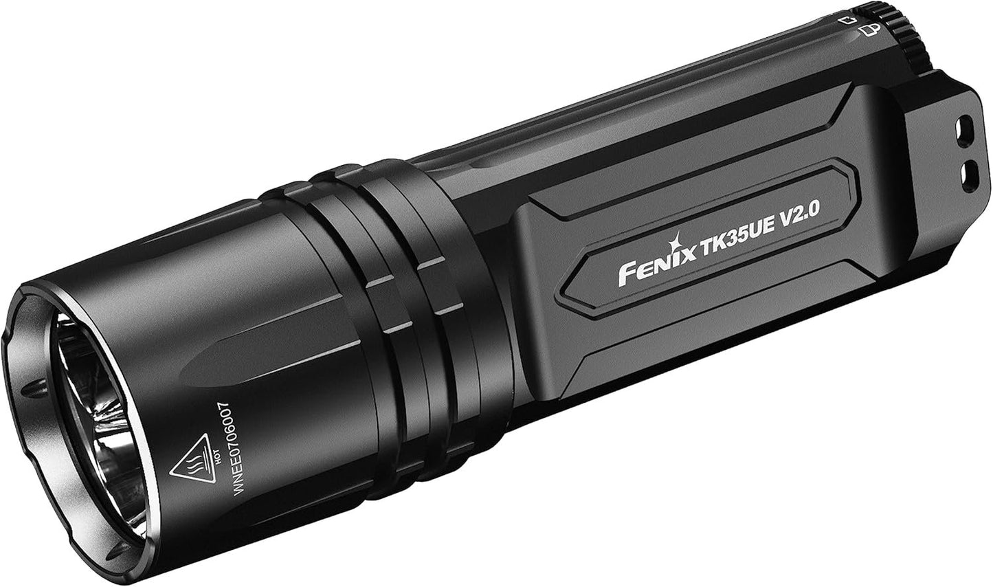 Fenix TK35UE V2.0 5000 Lumen Tactical Flashlight with 400m Beam – IP68 Waterproof Led Torch with Tactical & Duty Modes Flashlight Powered by 2 Batteries (Not Included)