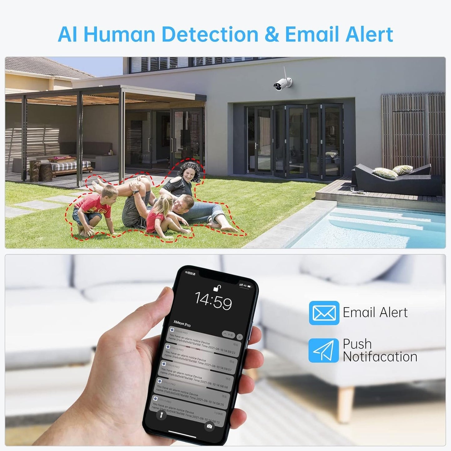 Wireless Security Camera System,SMONET 1080P 8 Channel Home Surveillance DVR Kits with 4pcs 2MP Full HD Cameras 1TB HDD Night Vision Motion Detection Free App for Indoor Outdoor 24/7 Video Recording