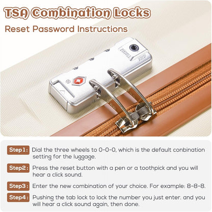imiomo Carry On Luggage Set 20 Inch, Expandable Carry On Suitcase with Spinner Wheels,Hard Shell Lightweight Rolling Travel Luggage with TSA Lock,Beige Brown