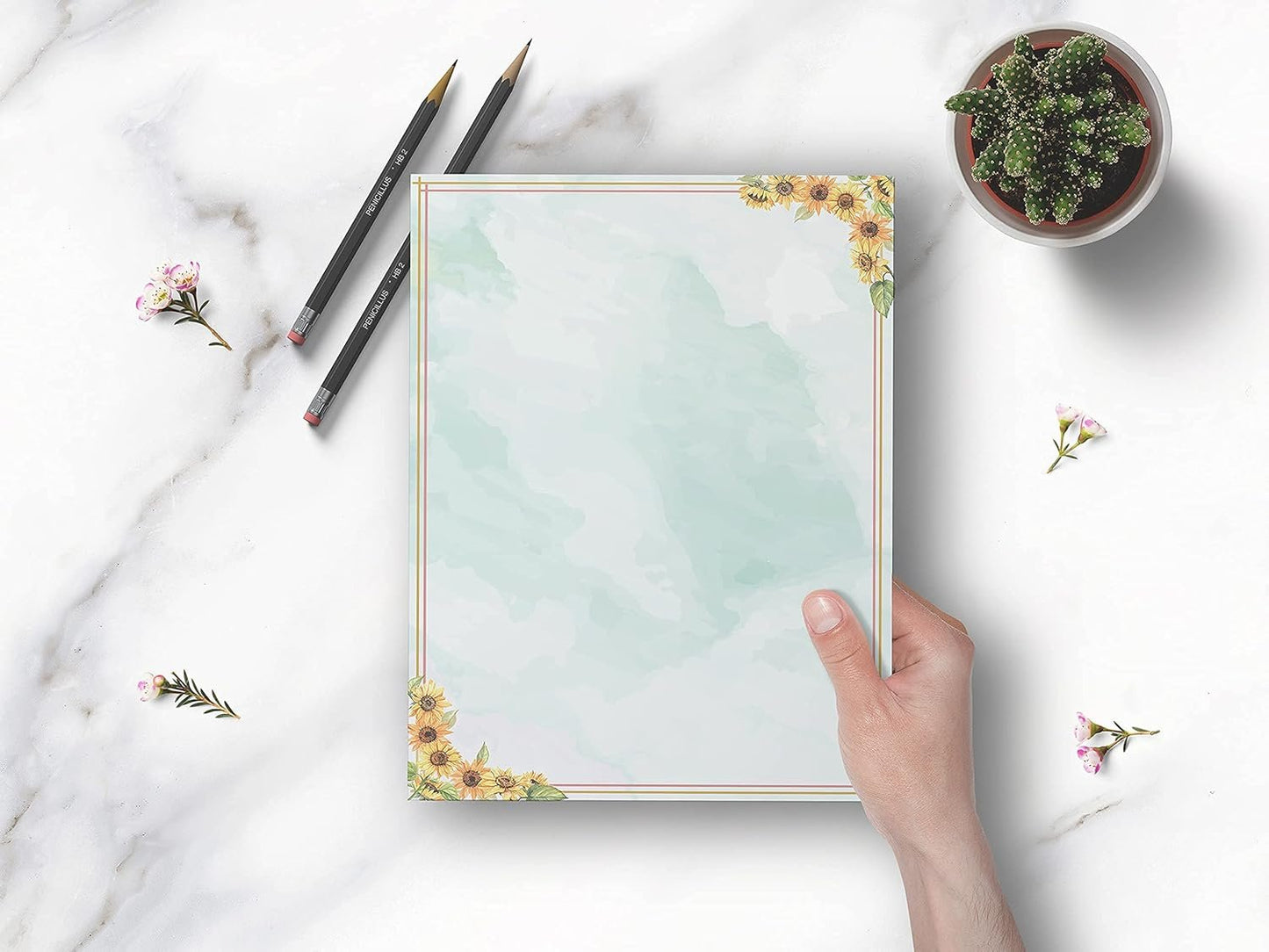 Stationery Paper, 100 Sheets, Floral Letter Writing Stationery, Letter Size 8.5 x 11 inch, 6 Unique Double Sided Designs, by Better Office Products, 100 Pack