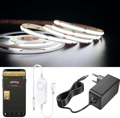 YSRSAI ZigBee COB LED Strip Smart Dimmable Kit for Working with ZigBee 3.0 HuB Bridge, Tuya, Z2MQTT, Echo Plus for APP/Alexa Voice Control Light Strips Ambiance Lighting... (Cool White