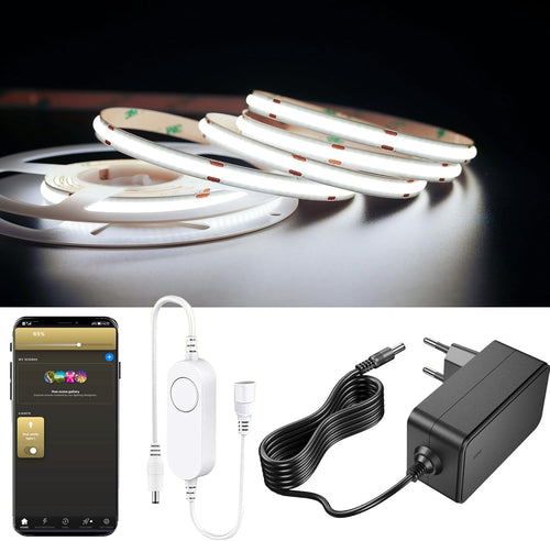 YSRSAI ZigBee COB LED Strip Smart Dimmable Kit for Working with ZigBee 3.0 HuB Bridge, Tuya, Z2MQTT, Echo Plus for APP/Alexa Voice Control Light Strips Ambiance Lighting... (Cool White