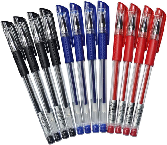 STOBOK 12pc Gel Ink Pens Set 0.5mm Fine Black Red Office School Writing Stationery Ergonomic Grip Smooth Writing Experience