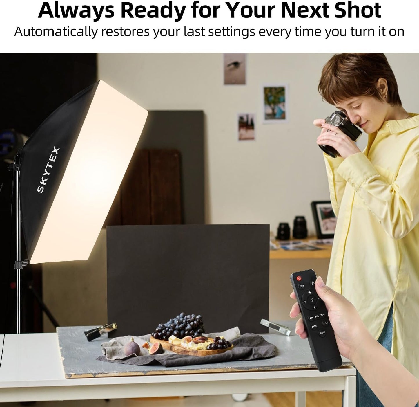 Skytex Softbox Lighting Kit（1Pack）, Continuous Photography Lighting Kit with 20x28in Soft Box | 85W 2700-6400K E27 LED Bulb, Photo Studio Lights Equipment for Camera Shooting, Video Recording