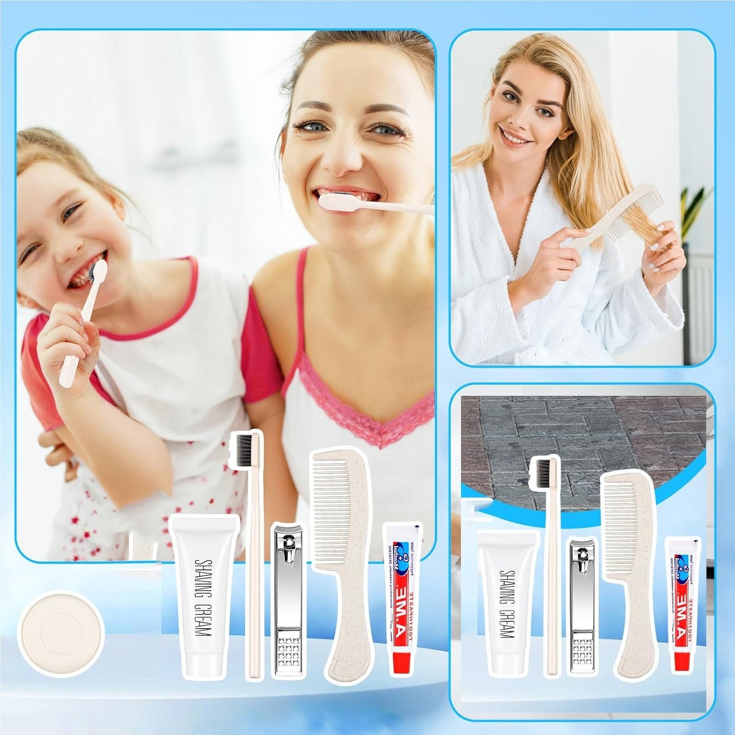 Panitay 100 Sets Disposable Travel Toiletry Kit Bulk Disposable Hotel Hygiene Kit Disposable Toothbrush Bulk Include Toothpaste Comb Soap for Travel Hotel Homeless Shelter Camping