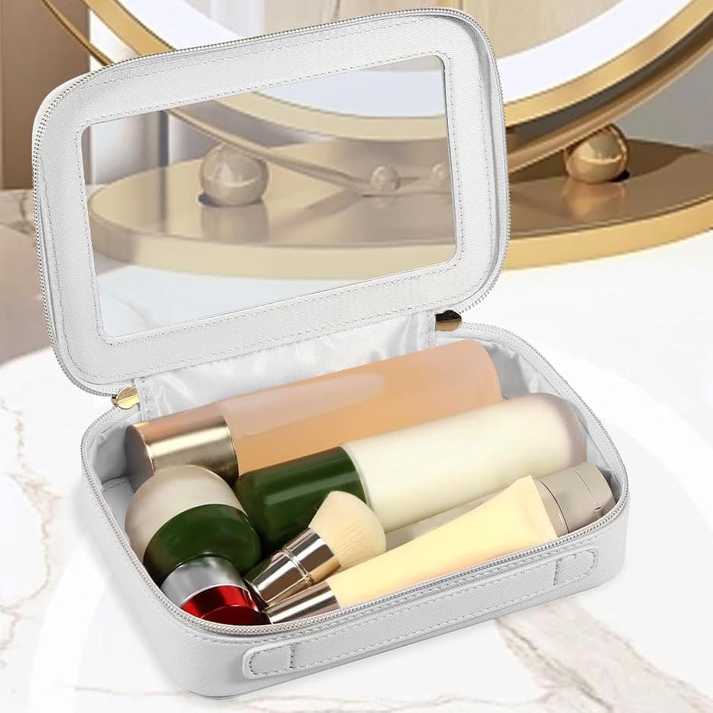 Clear Makeup Bags, Makeup Bag Clear, Makeup Bags Clear, Multifunctional Makeup Organizer, Waterproof Travel Makeup Bag, Transparent Makeup Bag, Zippered Cosmetic Bag for Women, beige, Please refer to