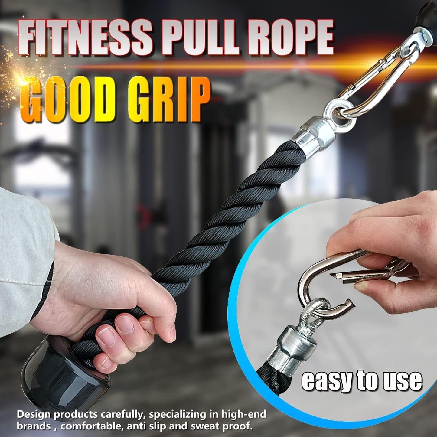 Upgraded Tricep Rope Cable Machine Attachment, LAT Pulldown Attachments for Gym, Resistance Bands Handles, Heavy Duty Exercise Handles, Professional Cable Machine Accessories for Home and Gym