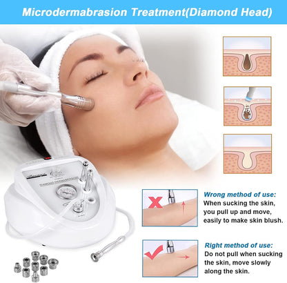 2 in 1 Diamond Microdermabrasion Machine Professional Blackhead Removal Equipment, 65-68cmHg Suction Power Professional Dermabrasion Facial Skin Care Massager for Home Salon Use with 300 Cotton Filter