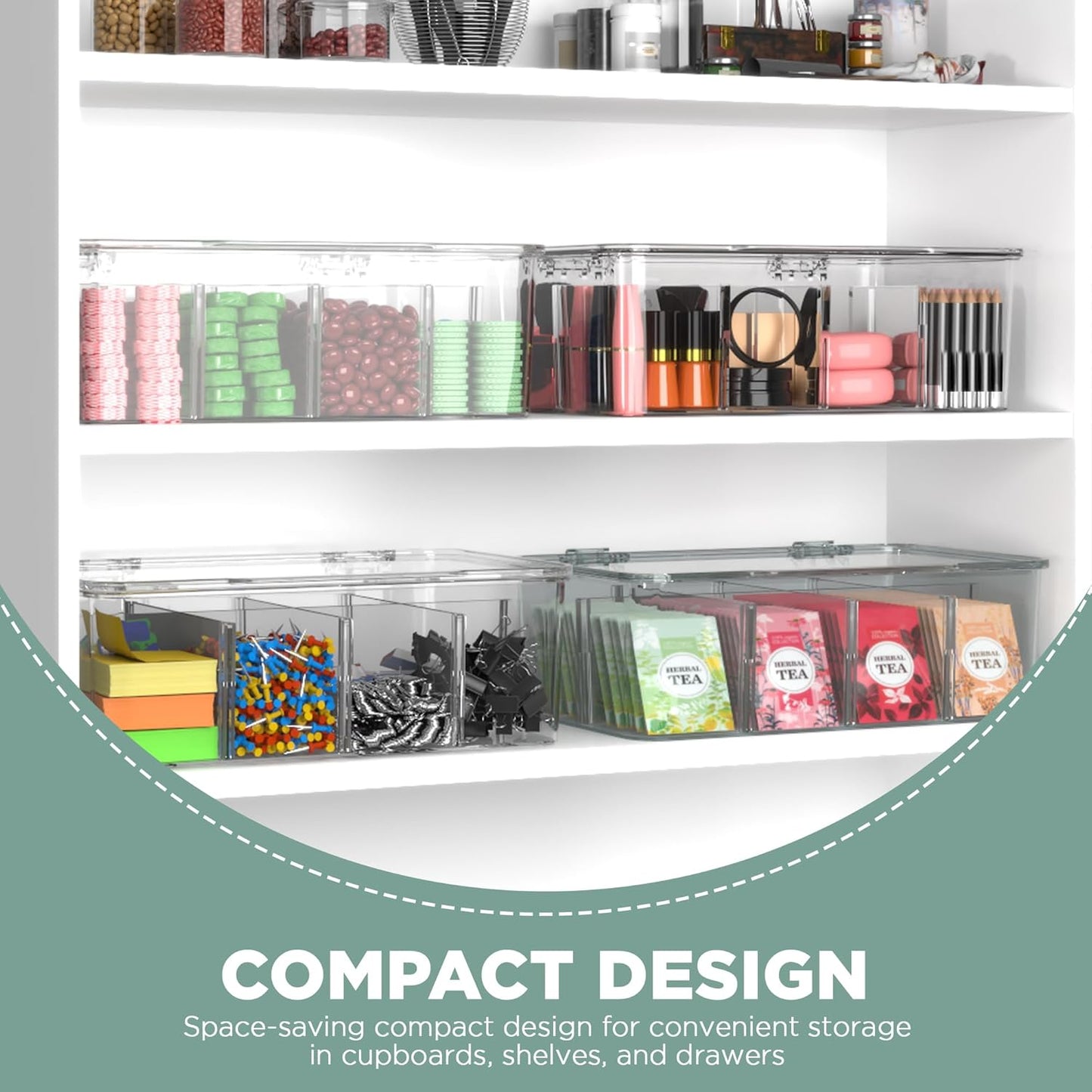 Utopia Home Tea Bag Organizer – 3 Pack Stackable Tea Storage Containers with Lids – Clear Plastic Tea Bag Holder for Kitchen Cabinet, Pantry organizers and storage, Cupboard, Snack & Home Organization