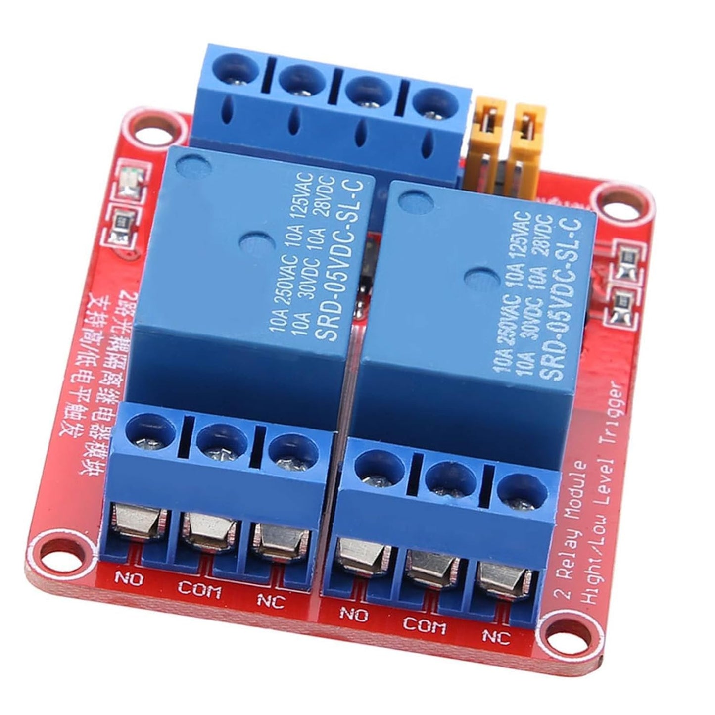 2 Channel Relay Module Optocoupler Isolation High Low Level Trigger for Home Automation (5V)