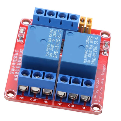 2 Channel Relay Module Optocoupler Isolation High Low Level Trigger for Home Automation (5V)