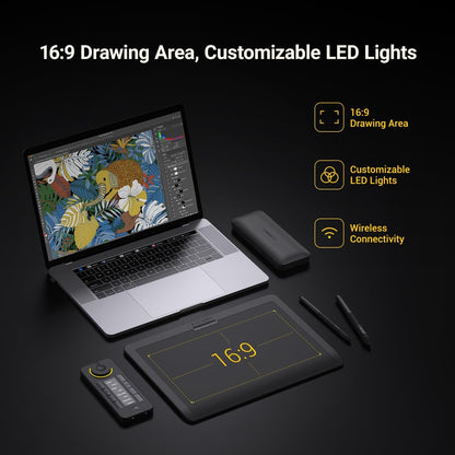 XENCELABS Drawing Tablet Bundle, 10 x 6 inch Wireless Graphic Tablet with Shortcut Keys, Pen Tablet with 2 Battery-Free Stylus, 8192 Levels Pressure for PC Mac Linux, Black