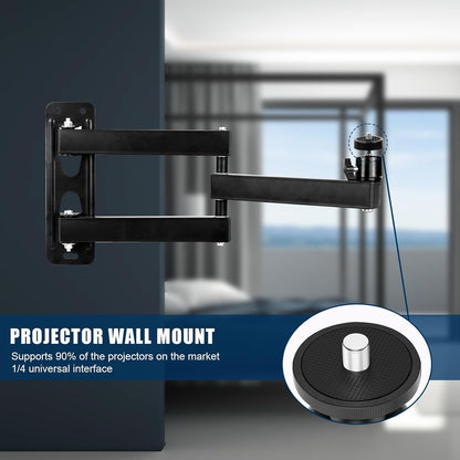 letuxaamz Wall Projector Stand, Three Arms Metal Multi-Angle Adjustable Projector/Monitor Mount with 1/4 Inch Screw Interface Articulated Arm