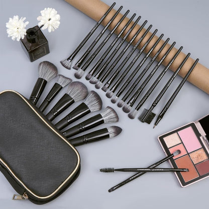 MAGEFY 22 Pcs Makeup Brushes with Case, Professional Makeup Brush Set Face Foundation Brushes Blending Powder Blush Eyeshadow Brushes Makeup Gift for Women Girls（Black)