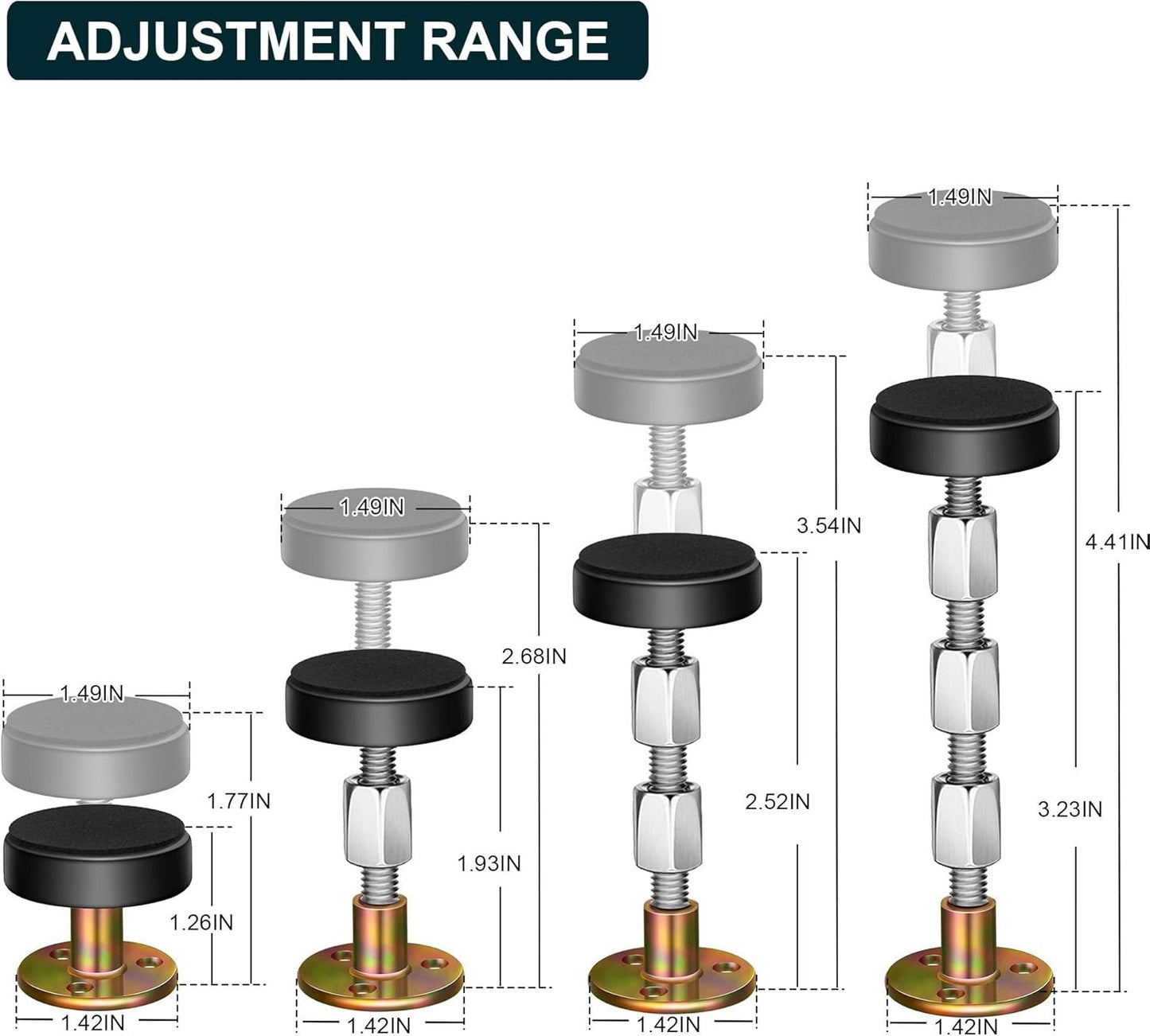 Krisler Adjustable Threaded Bed Frame Anti-Shake Tool, Headboard Stoppers, Bedside Headboards Prevent loosening Anti-Shake Fixer, Easy Install (30-112mm)