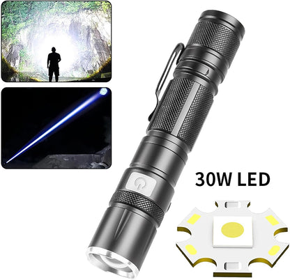 Hn2ogax Flashlight Rechargeable LED 10000 High Lumens Flash Light, Super Bright Flashlight Powerful 30W LED, Type-C, Charging Port Tactical Flashlights High Lumens, for Home Camping Hiking