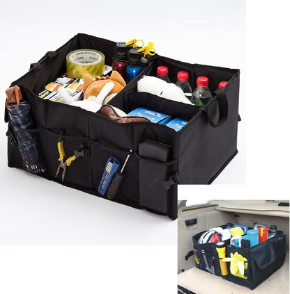 Piaoliu Black Minimalist Car Trunk Organizer, Foldable Multi-Purpose Tools, Garage Sedan Portable Car Accessories