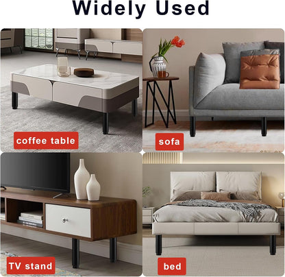 Swetfela 4 Pieces Furniture Feet, 25-45 cm Metal Adjustable Furniture Feet, Bed Feet Table Legs, Black Adjustable Feet for TV Cabinet, Universal Adjustable Bed Feet