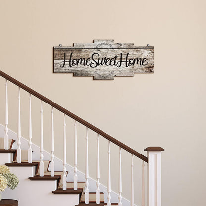 etec Home Sweet Home Sign, Rustic Wood Room Wall Decor, Farmhouse Plaque Wall Hanging Wooden Sign for Bedroom, Living Room, Wedding Decor(Gray)