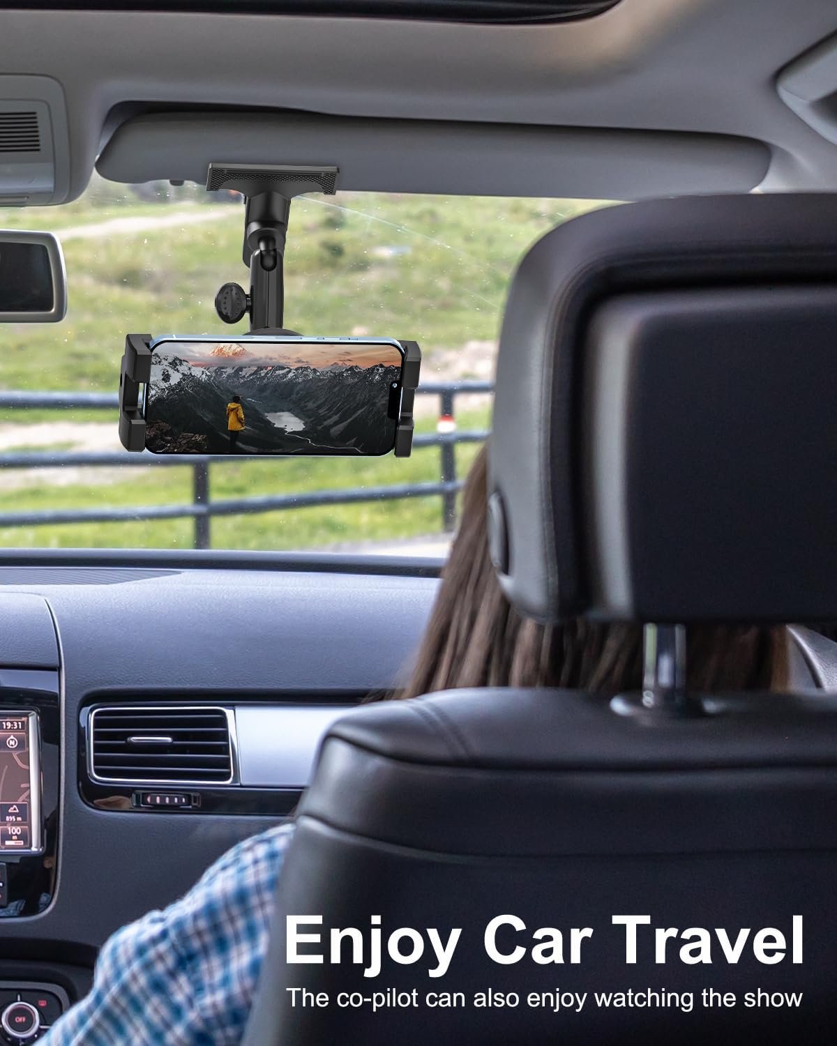 Metal Sun Visor Car Phone Holder, 360 Degree Rotation Multifunctional Phone Holder for Car Visor Clamp, Upgraded Magic Arm More Stable for Your Car Mount for iPhone 16 15 14 13 12 Android Smartphones