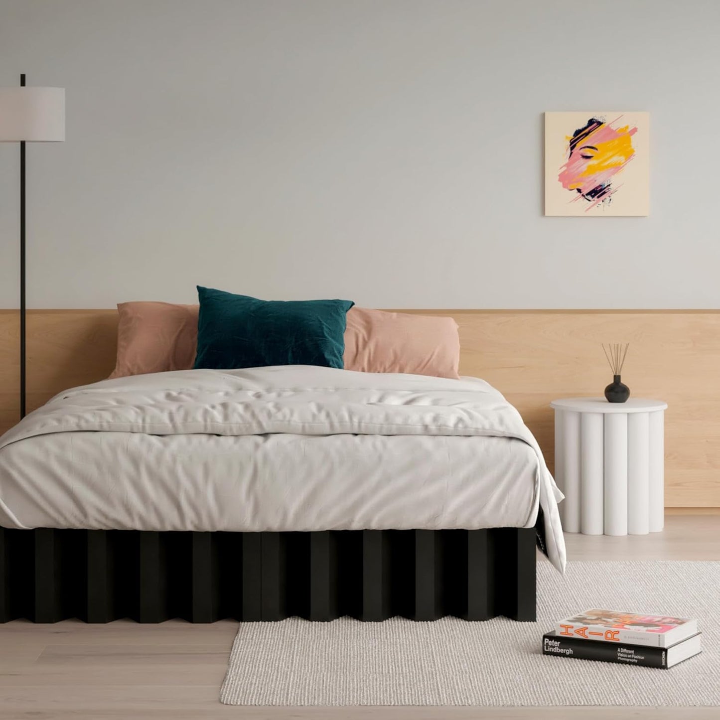 Yona Cardboard Bed - Eco-Friendly, 100% Recyclable, Durable Australian Bed Base | Sustainable, Minimalist Design | Holds Up to 3200kg | Easy Assembly and Repositioning(Black, Double)