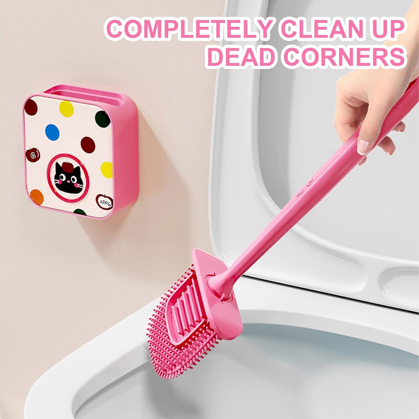 Toilet Bowl Cleaner Brush, Wall-Mounted Toilet Brushes, 15,55 x 3,94 x 1,57 pollici Long Handle Stain Remover Bathroom Cleaning Tool Set for Household Apartment, RV Bathrooms Accessories