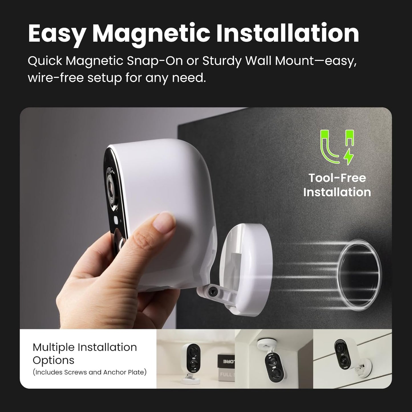 Security Cameras Wireless Outdoor, 2K Outside Camera for Home Security, Battery Camera, Magnetic Mount, AI Detection, Color Night Vision, Spotlight, Waterproof, 2.4GHz WiFi, Cloud & SD Storage