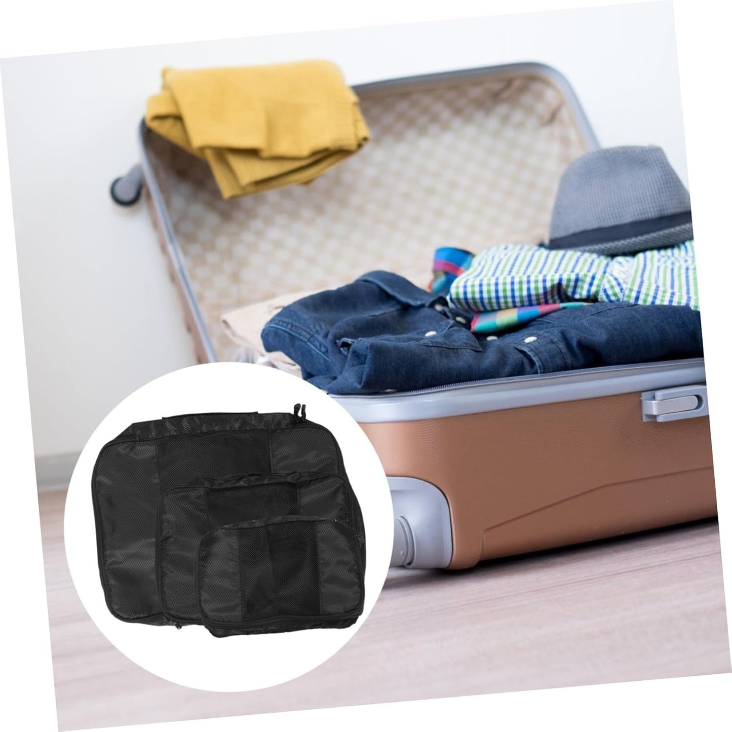 EXHUMKY 3Pcs Travel Storage Bags Large Capacity Packing Cubes for Luggage Organization Portable