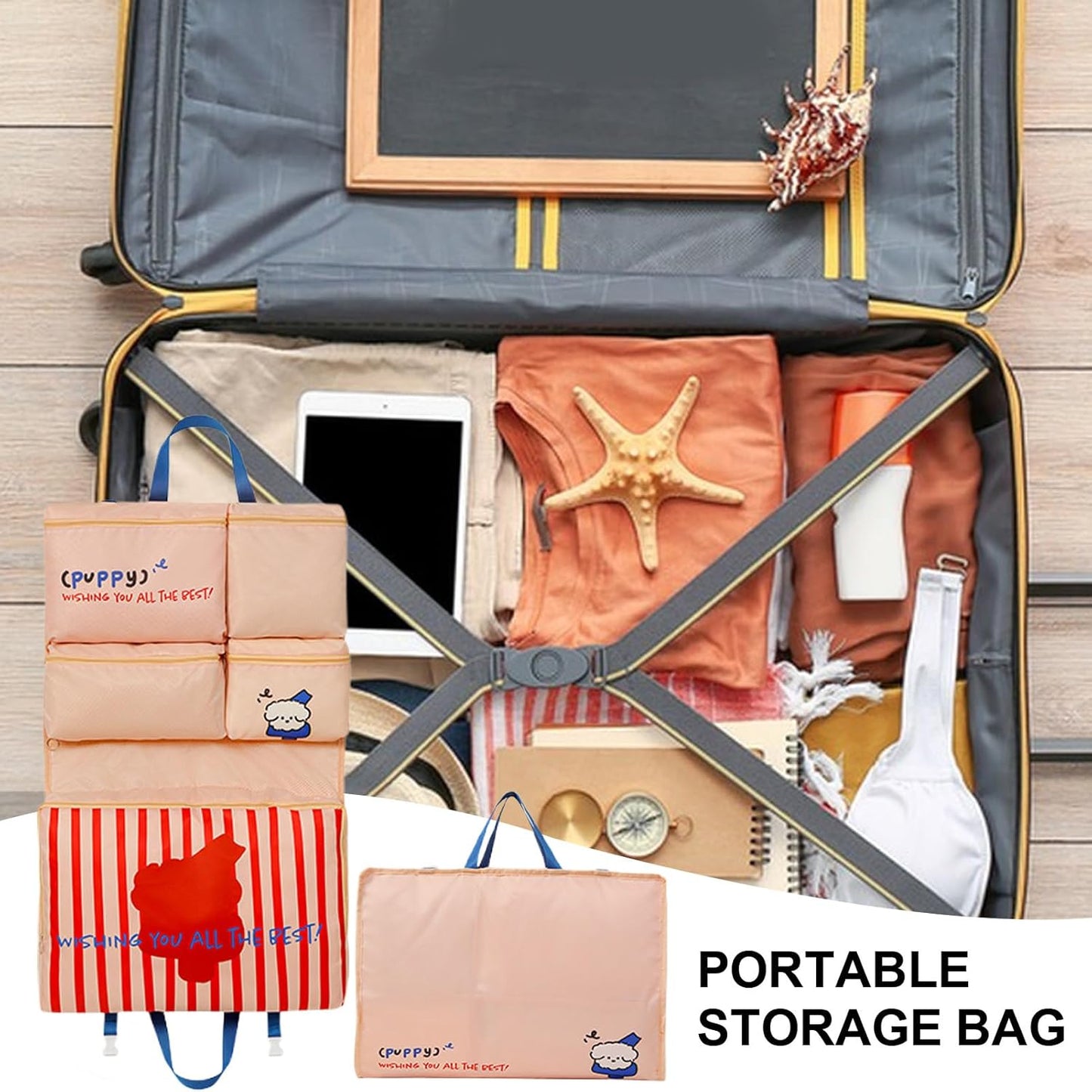 Underwear Organizer, Travel Storage Bag, Bra Packing Case, Foldable Design, Ampia Capacity, Closet Dorm Hotel Use, Travel Pouch for Undergarments, 17,72 x 29,13